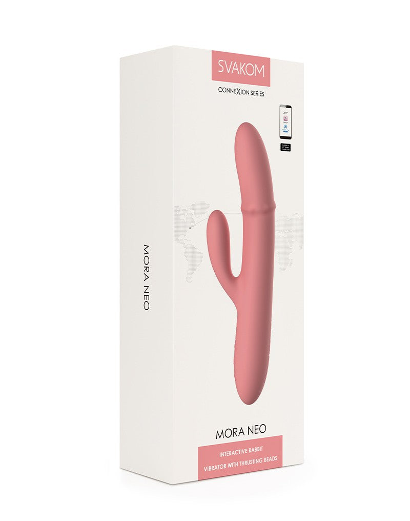 SVAKOM - MORA NEO - INTERAKTIV KANINVIBRATOR MED STØDPERLER - Fersken