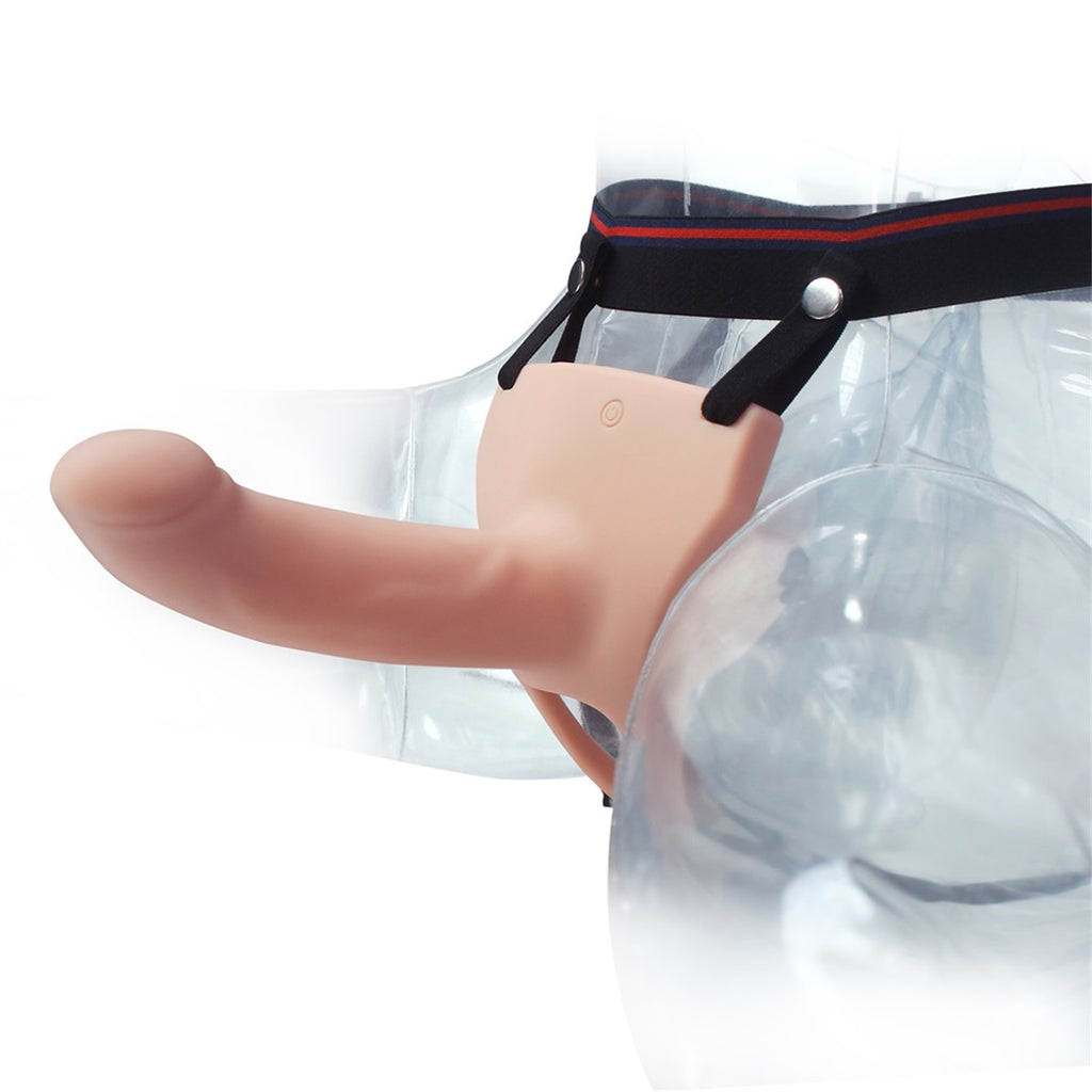 Strap-on sæt m. vibrerende hul dildo 17cm