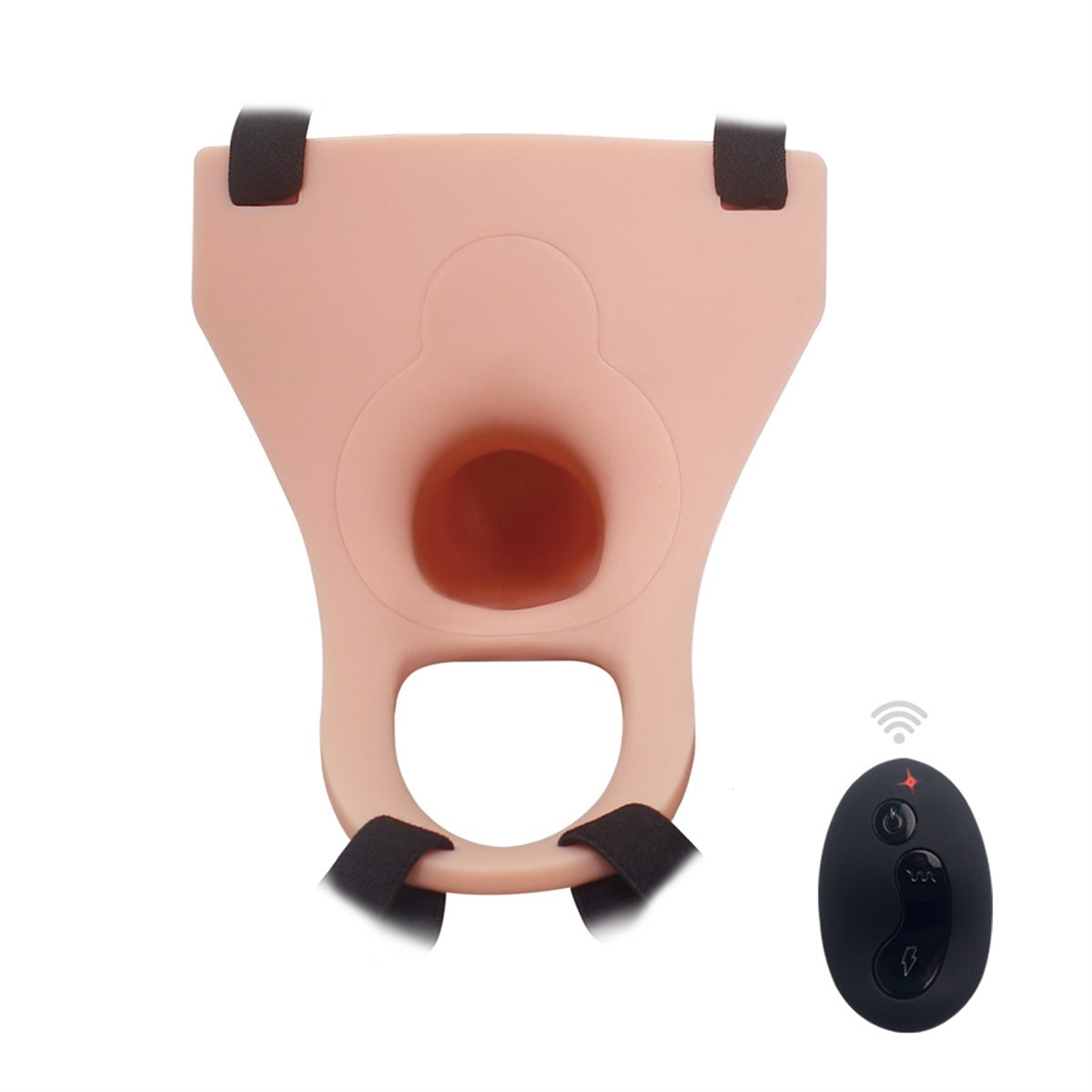 Strap-on sæt m. vibrerende hul dildo 17cm