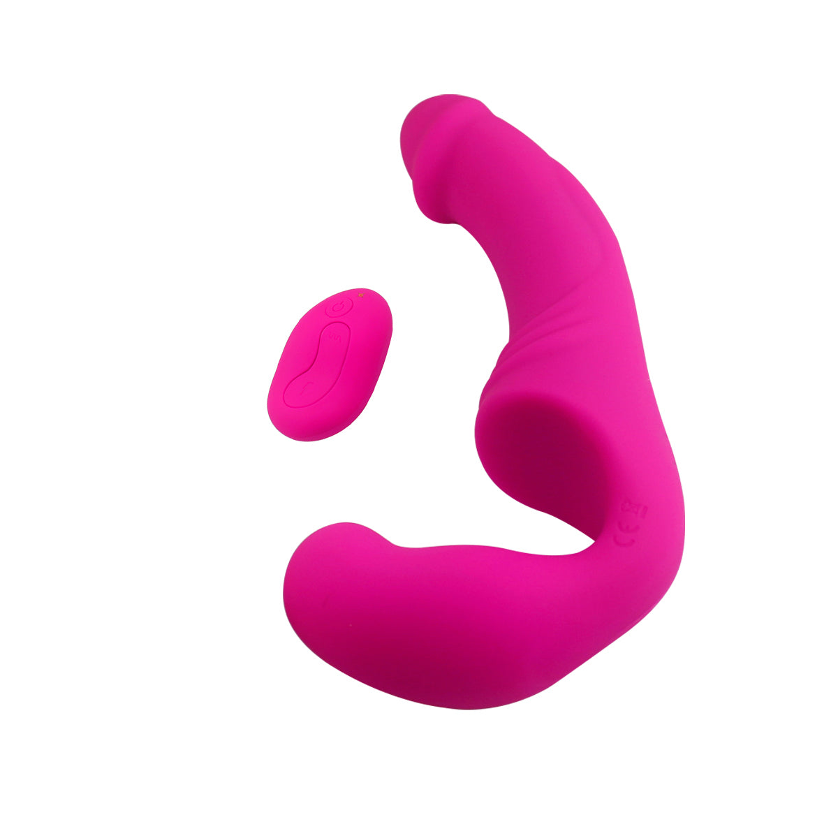 Strap-on dildo dual vibes inkl. remote, pink