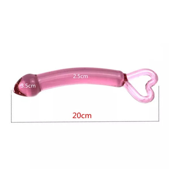 Pink glasdildo HEARTS 20cm 