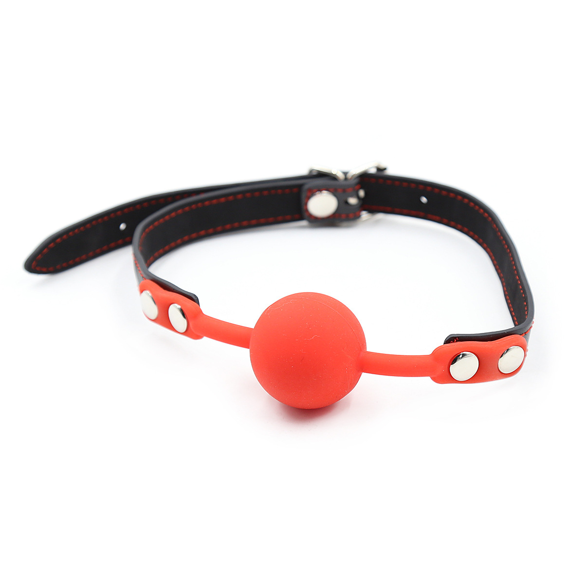 Ballgag med hjerterem, rød/sort