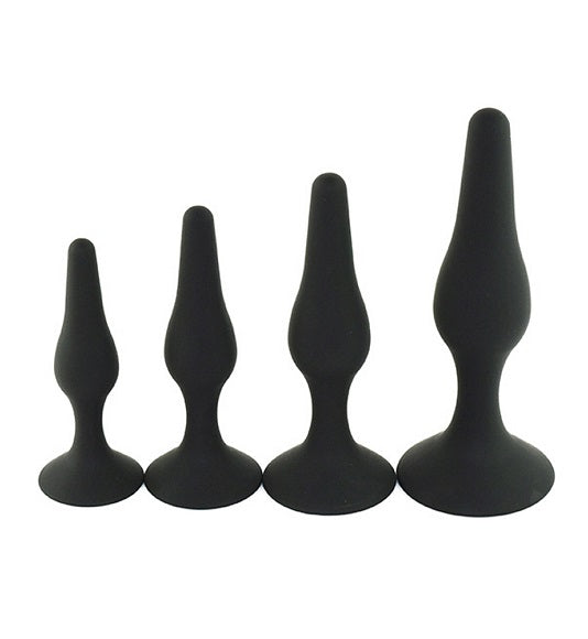 Multipack silikone buttplugs 4 stk - sort