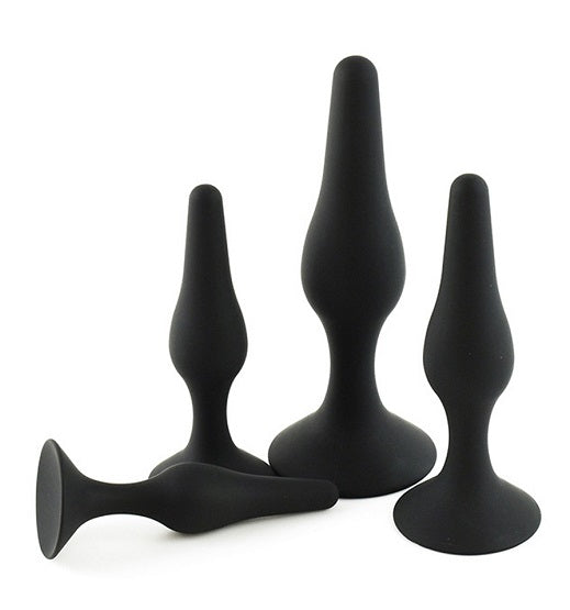 Multipack silikone buttplugs 4 stk - sort