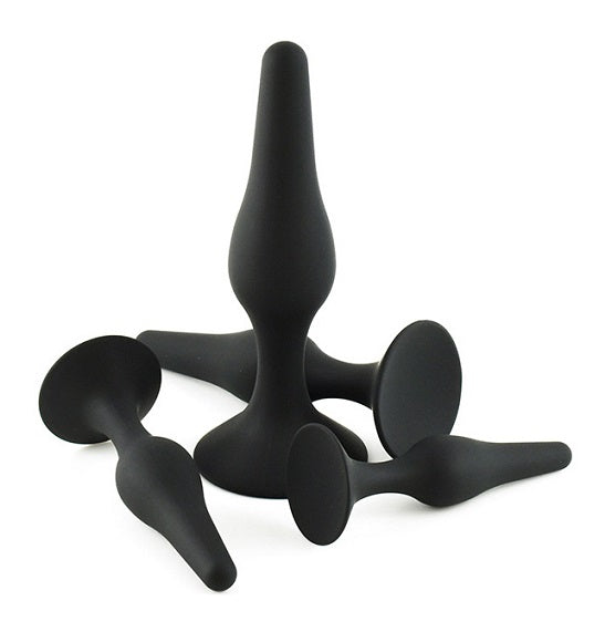 Multipack silikone buttplugs 4 stk - sort