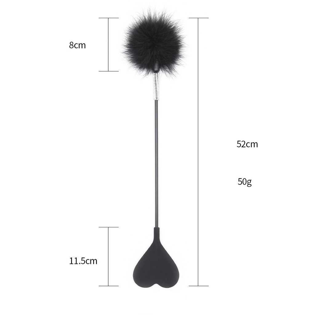 2-i-1 hjerte paddle med tickler 52cm - sort