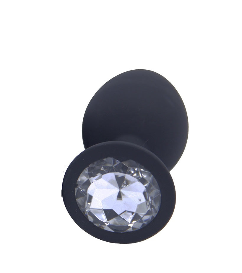 Silikone buttplug m. hvid perle, large