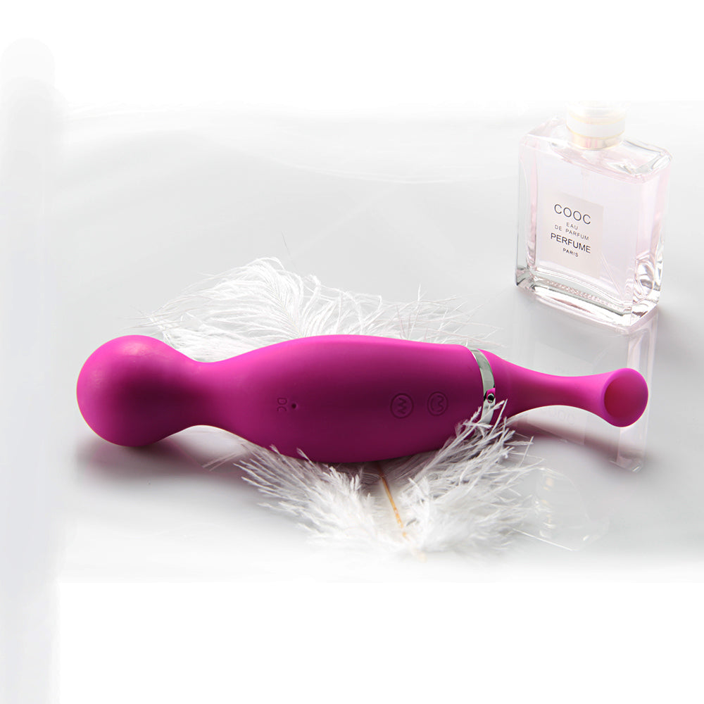 2-i-1 Wand vibrator &amp; luftvibrator, lilla
