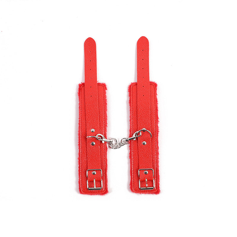 Bound wrist cuffs, red