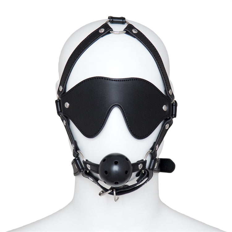 SM-maske blindfold &amp; ballgag, sort