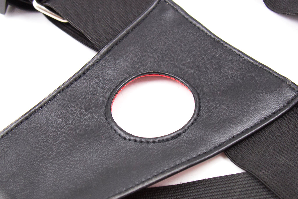 Harness til strap-on dildoer, vendbar sort/rød