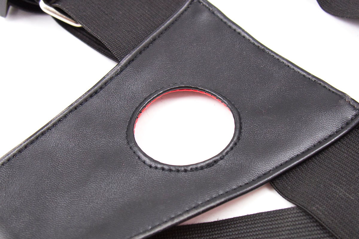 Harness til strap-on dildoer, vendbar sort/rød