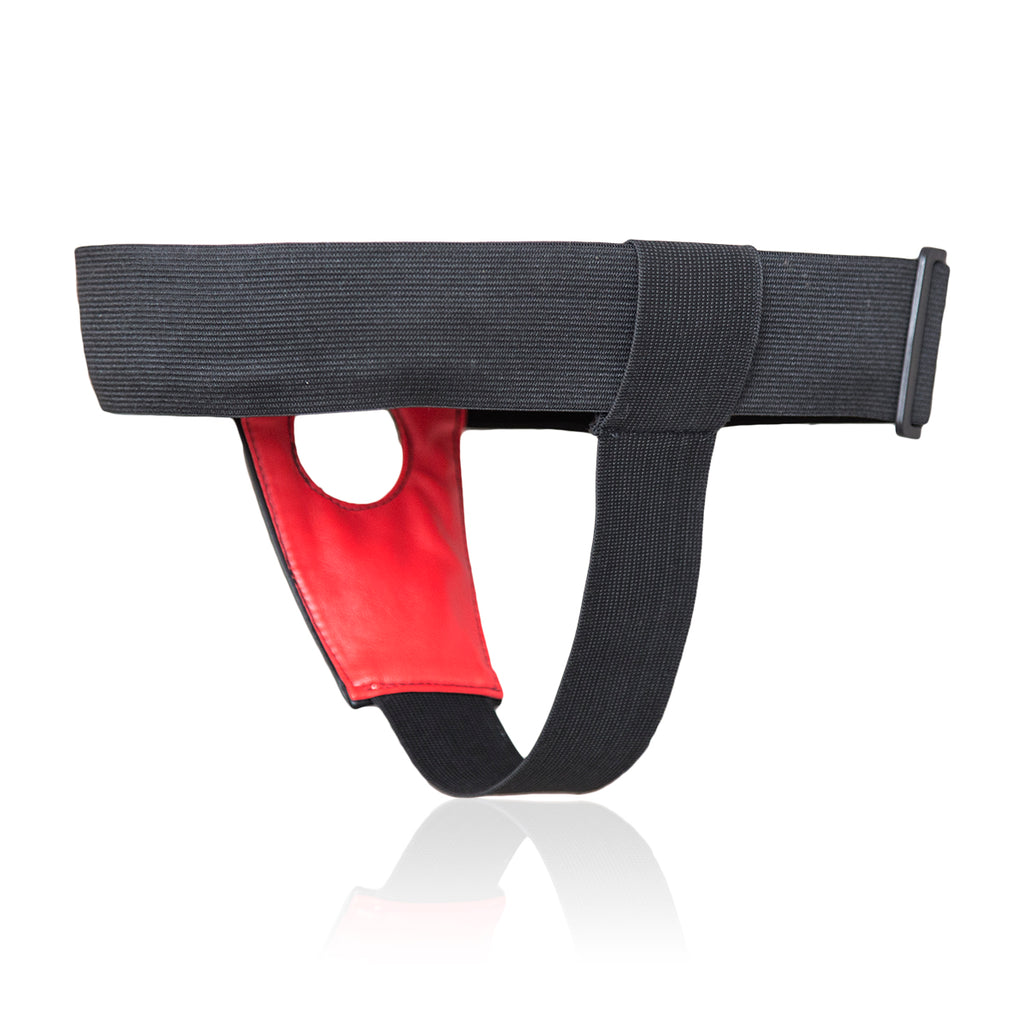 Harness til strap-on dildoer, vendbar sort/rød