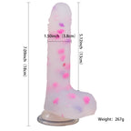 Jelly dildo m. sugekop 18cm, multifarvet 