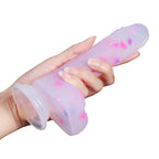 Jelly dildo m. sugekop 18cm, multifarvet 