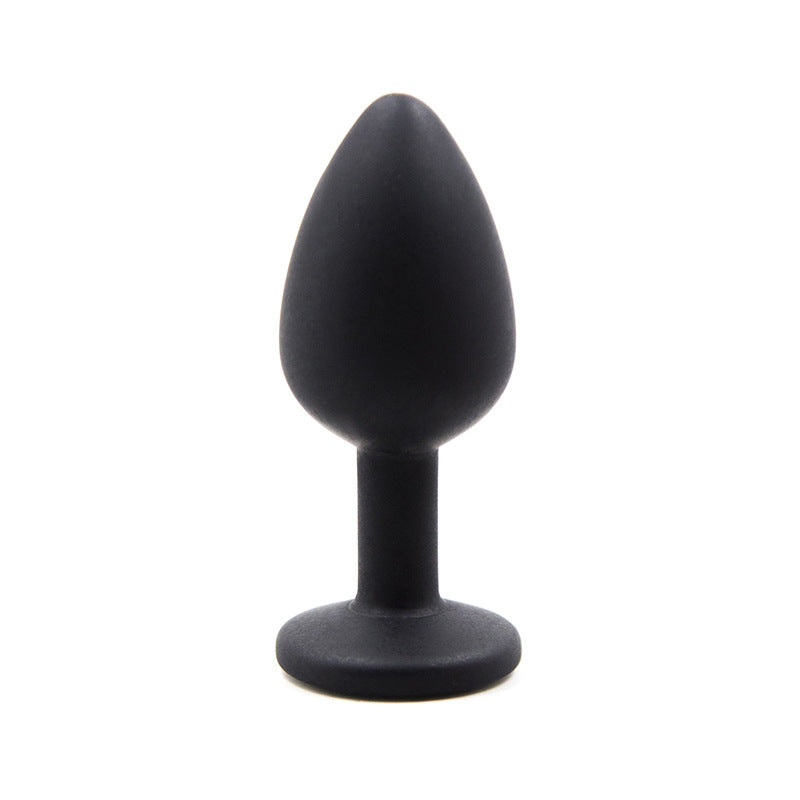 Sort silikone buttplug blå perle, small