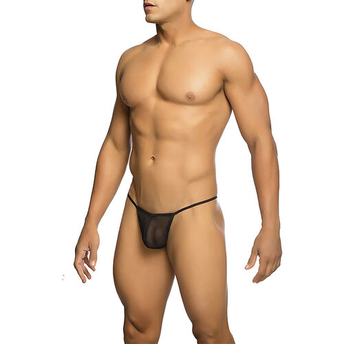 MOB - TRANSPARENT T-SHAPED THONG BLACK SIZE S/M