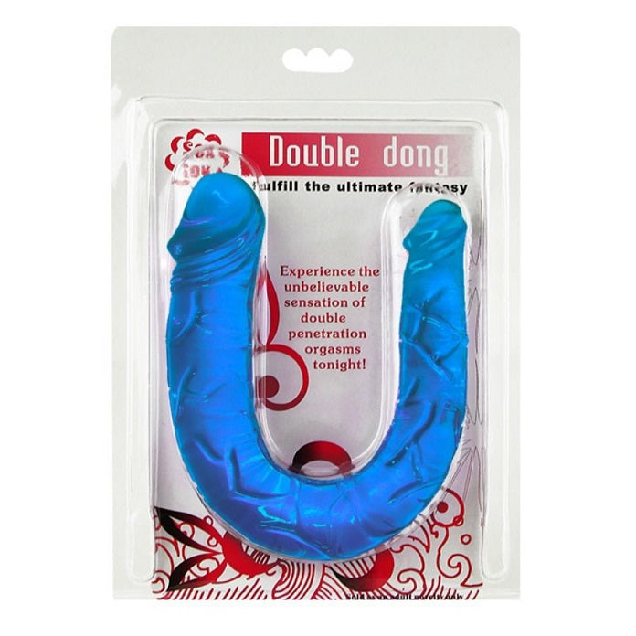 Blå dobbelt dong jelly 28 cm