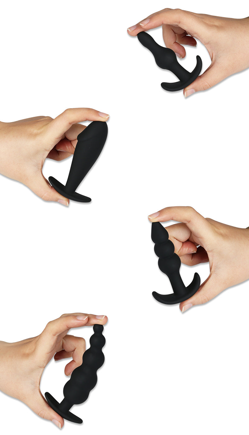 Buttplugs sæt silikone - sort