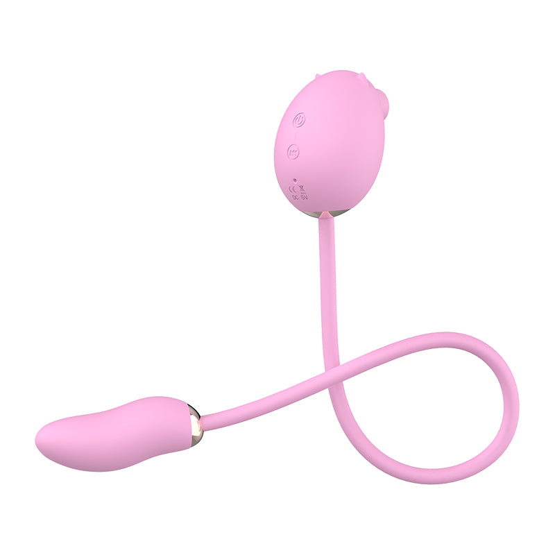 Lufttryksvibrator m. vibrerende æg, pink