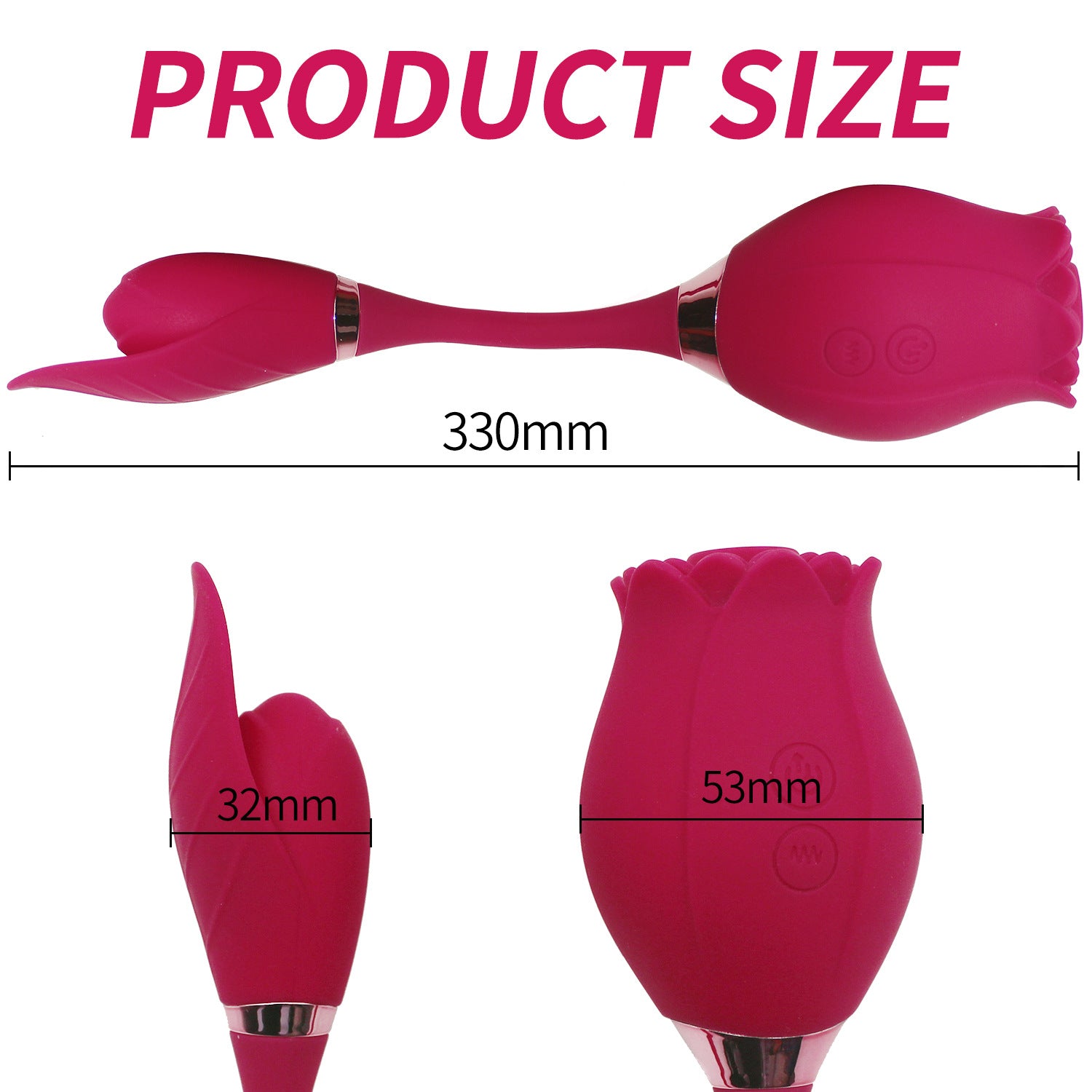 Rose klitoris luftstimulator og vibrator 2-i-1