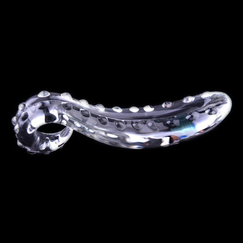 Tungespids glasdildo transparent 15cm