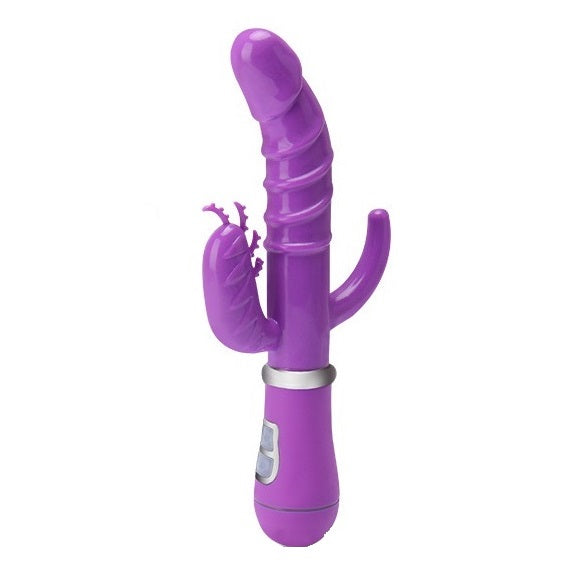 Vagina, anal &amp; klitoris vibrator 3-i-1, lilla
