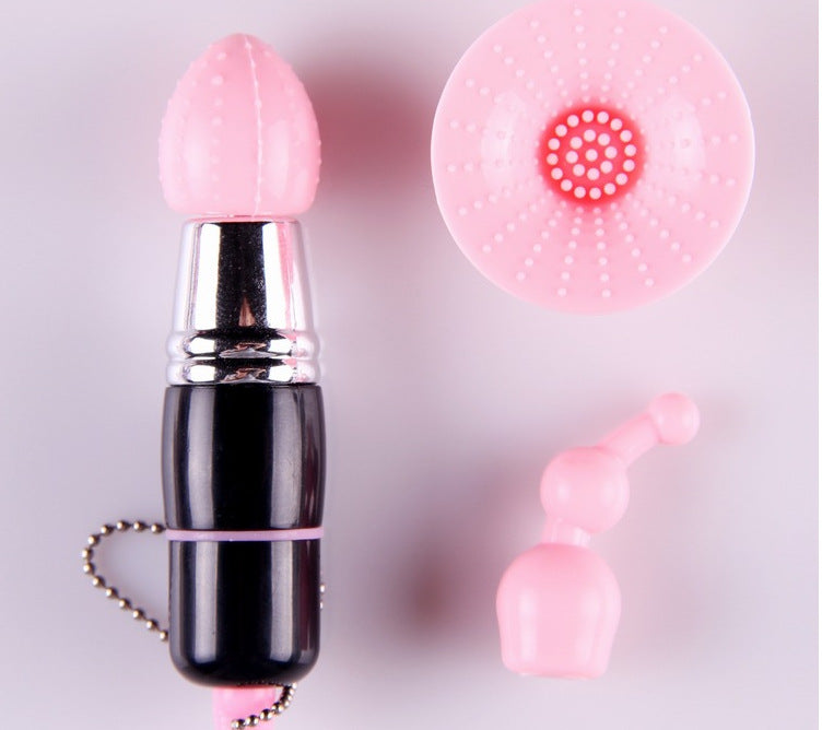 Silikonevibrator inkl. 3 hoveder, sort/pink