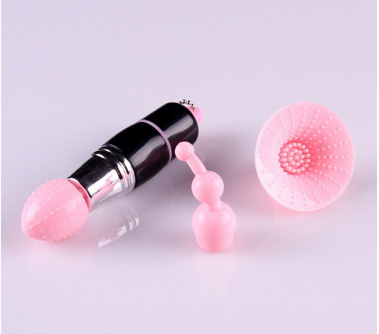 Silikonevibrator inkl. 3 hoveder, sort/pink