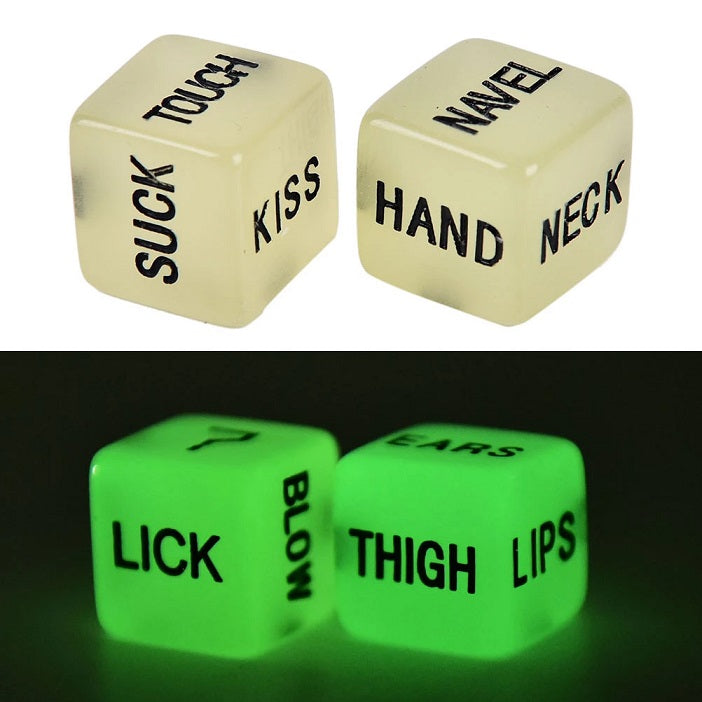 Sex terninger selvlysende 2 stk