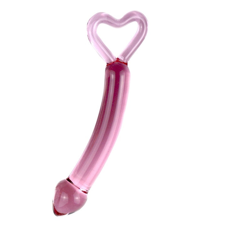 Pink glasdildo HEARTS 20cm 