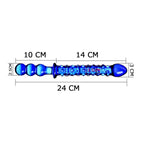 Glas dobbeltdildo safirblå 24cm