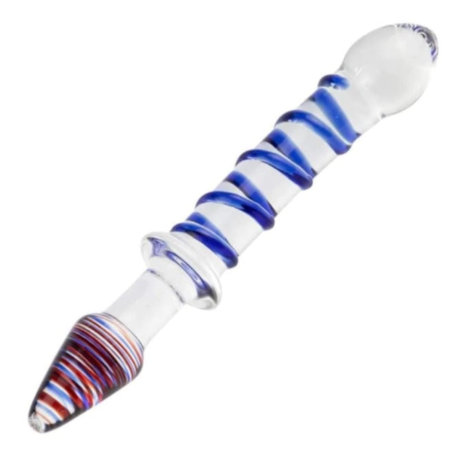 Glasdildo og analplug 2-i-1