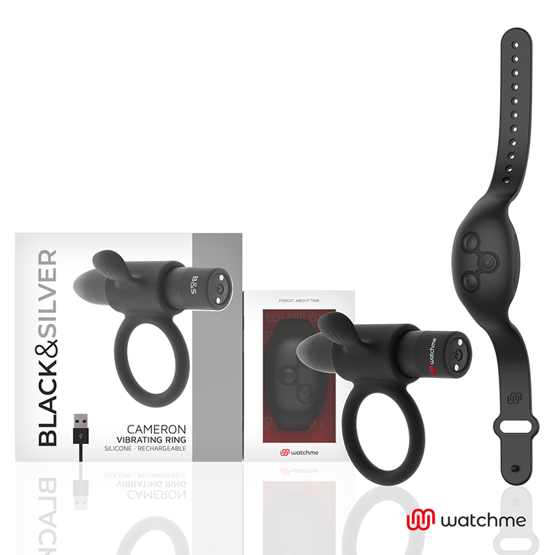 Black &amp; Silver cameron remote control penisring watchme