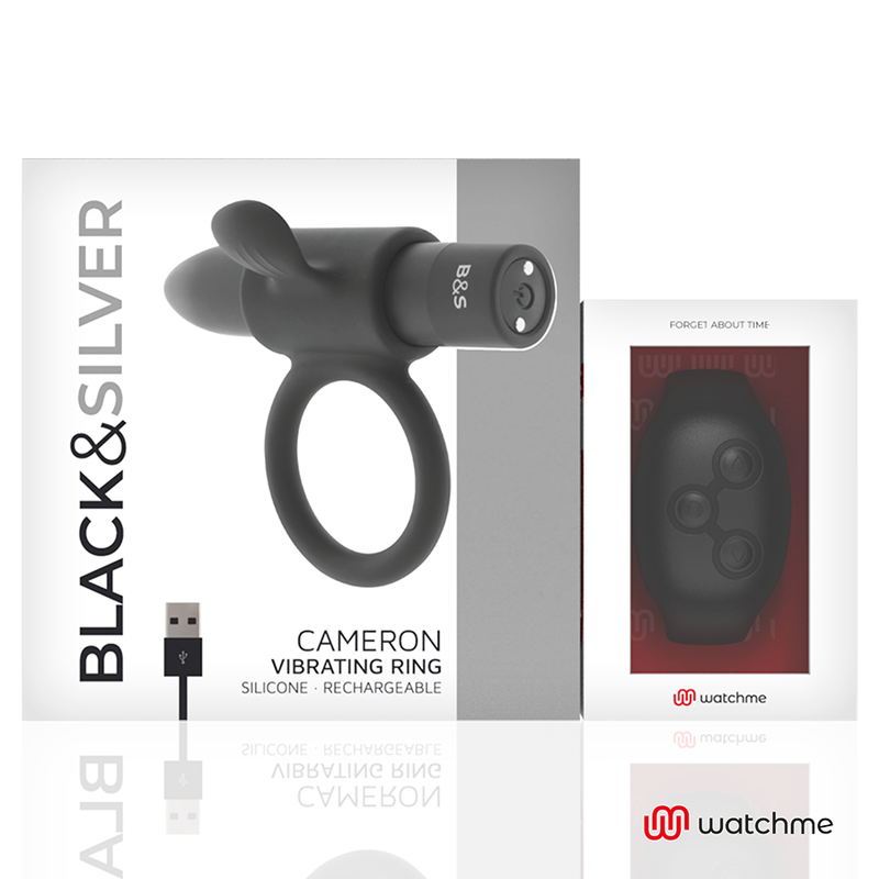 Black &amp; Silver cameron remote control penisring watchme