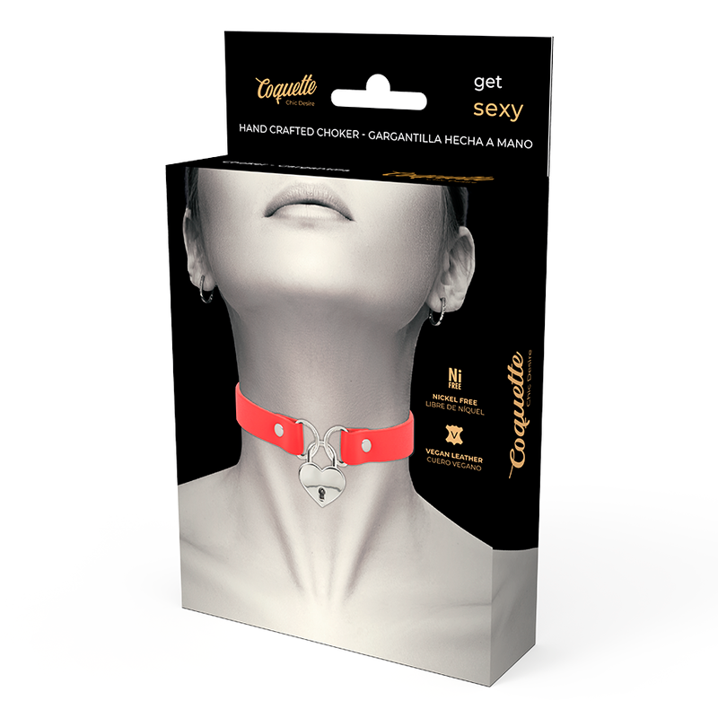Coquette Chic Desire håndlavede choker hjerte rød