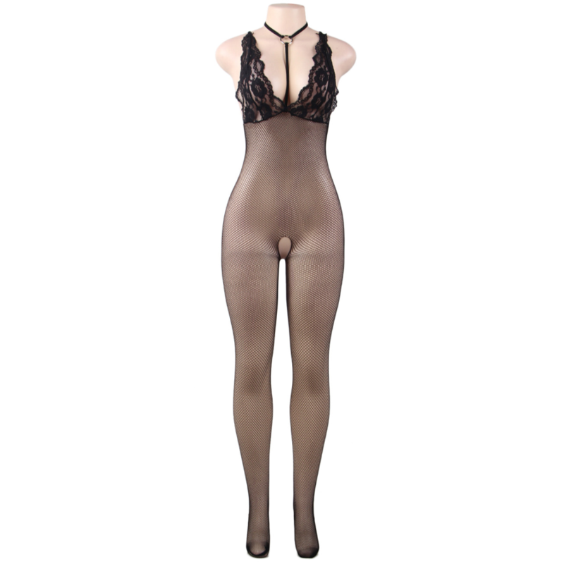 Queen Lingerie fishnet åben ryg bodystocking S/L