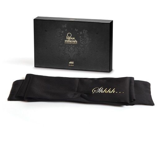 Bijoux black blindfold "shhhh" tekst