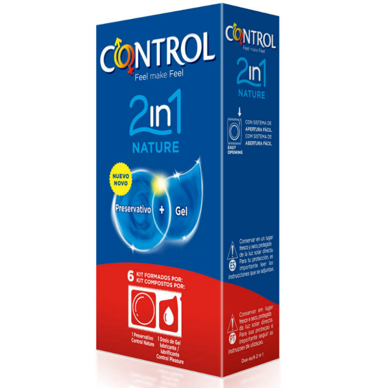 Controlduo natura 2-1 kondomer + gel 6 stk kondomer