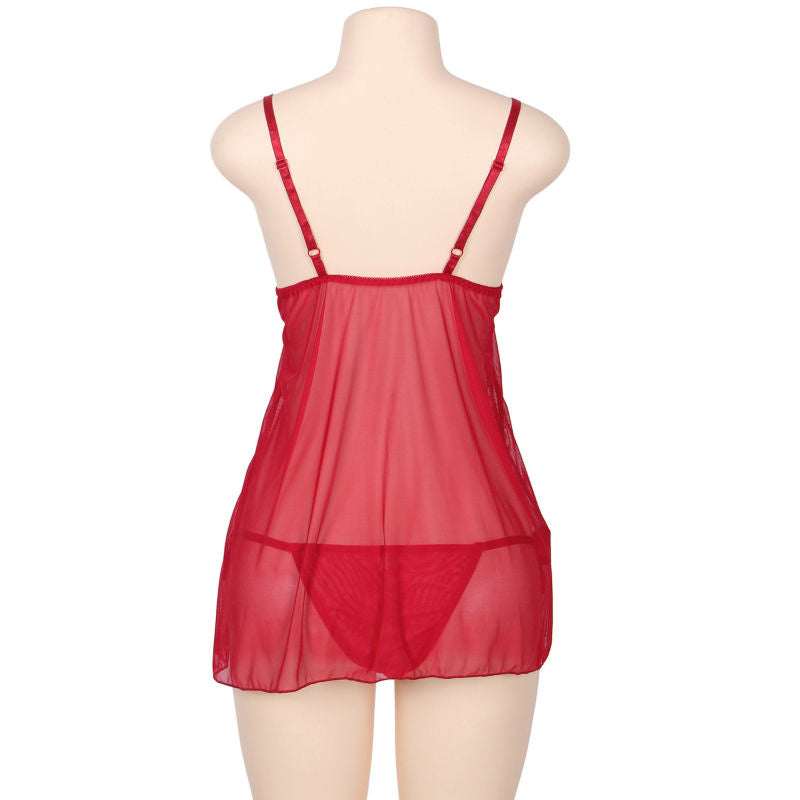 Subblime red babydoll with floral design queen plus