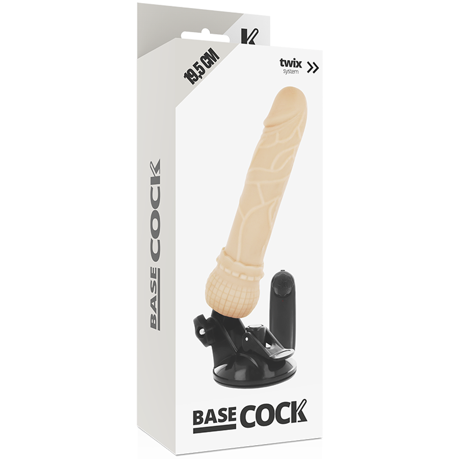 Basecock realistisk vibrator m. remote lys 19,5 cm