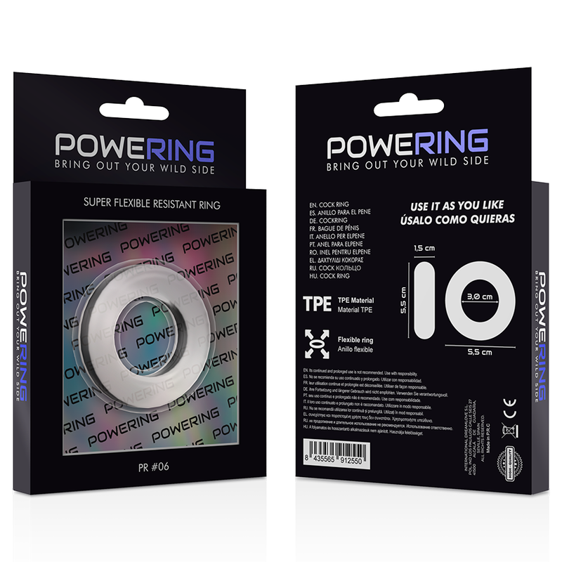 Powering super fleksibel penisring 5,5 cm clear