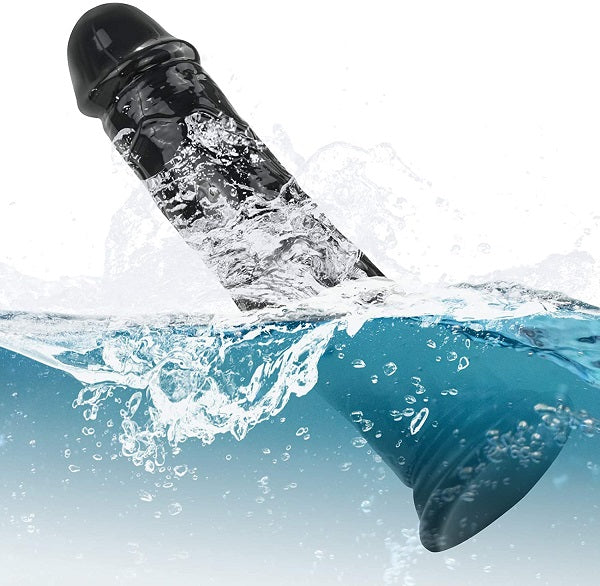 Jelly dildo med sugekop 22cm, sort 