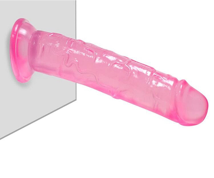 Jelly dildo med sugekop 22cm, pink