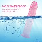 Jelly dildo med sugekop 22cm, pink