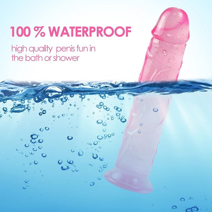 Jelly dildo med sugekop 22cm, pink