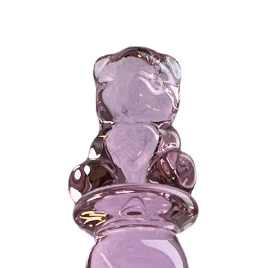 Pink teddy bear glasdildo, 18cm